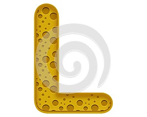 Illustration of the English letter L in a yellow pattern on a white background