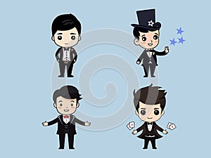 Illustration of Enigmatic Magician Performing Magic photo