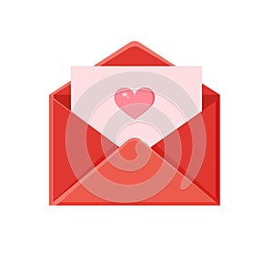 Illustration of an envelope with heart. Love message. Valentine's day love letter for postcard, poster, print