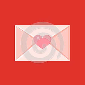 Illustration of an envelope with heart. Love message. Valentine's day love letter for postcard, poster, print