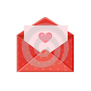 Illustration of an envelope with heart. Love message. Valentine's day love letter for postcard, poster, print