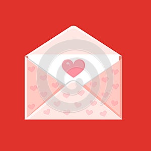 Illustration of an envelope with heart. Love message. Valentine's day love letter for postcard, poster, print