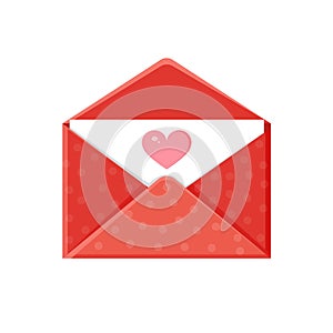 Illustration of an envelope with heart. Love message. Valentine's day love letter for postcard, poster, print, holiday