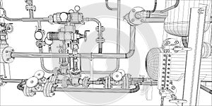 Illustration of equipment for heating system