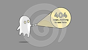Illustration for 404 error. Vector webpage template concept for Page not found problem. Creative character design with a ghost photo