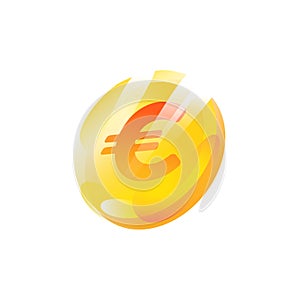 Illustration of a euro coin. The euro sign. Gradient flat icon. Vector illustration. Gold coin. A modern fashionable company logo