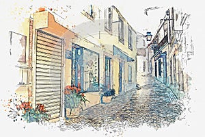 Illustration of european street