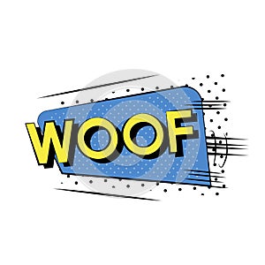 Illustration of explosive cartoon WOOF