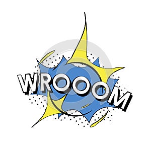 Illustration of explosive cartoon WROOOM