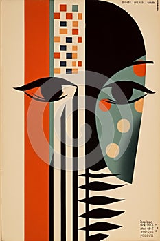 illustration eye abstract design art circle vintage poster retro red. Generative AI.