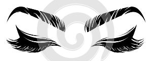 Illustration of eye makeup and brow on white background