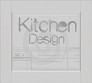 Illustration of the facade of the kitchen with the inscription. Kitchen interior design. Kitchen illustration