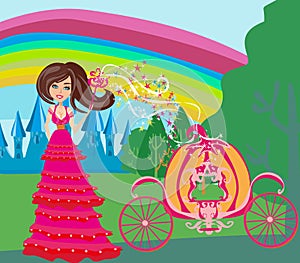 Illustration of a fairy and a pumpkin carriage