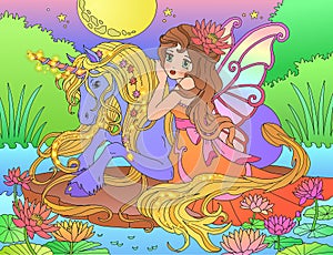 Illustration The Fairy and Unicorn