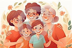 Illustration of a family celebrating Mother\'s Day, Generative AI