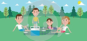 Illustration Of Family Enjoying Picnic In Park Together