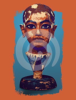 illustration of the famous bust of Tutankhamun