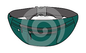Illustration of fanny pack waist pouch / green
