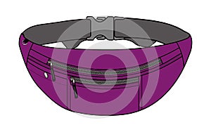 Illustration of fanny pack waist pouch / purple