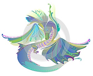 Illustration of fantastic fairyland dragon. photo