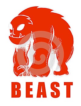 Illustration of fantasy beast with word beast under it