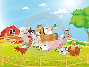 Illustration of Farm Animals cartoon