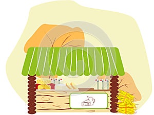 Illustration of a farm dairy shop.