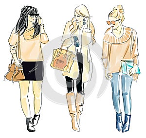 Illustration of fashionable women