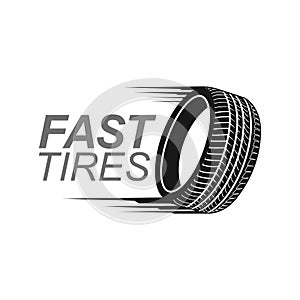 Illustration fast tires in black color logo concept design template