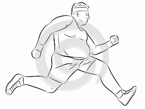 illustration of fat man runner vector drawing