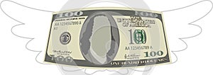 Feathered Deformed 100 dollars note