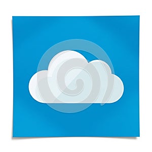 Illustration features a cloud icon centered on a square, blue