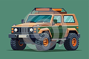 This illustration features a rugged off-road vehicle ready for customization and adventure in nature, Off road Customizable Flat