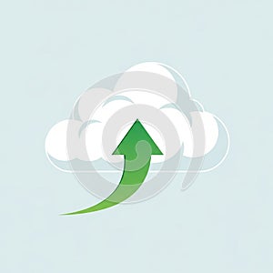 An illustration features a stylized white cloud against a light blue background. A large