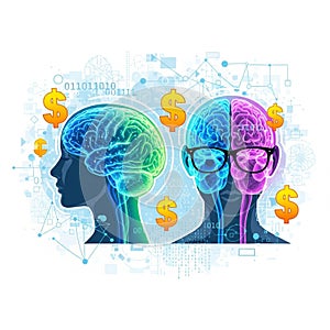 Signs and abstract digital elements including binary code and