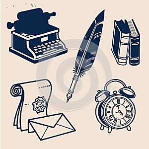 Antique Office Supplies Icons
