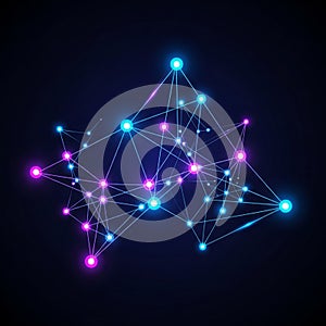 Illustration featuring a network of interconnected nodes on a dark