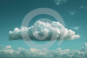 Featuring a one white cloud floating in the sky, simple blue background