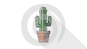 Is a plain white emphasizing the cactus s form and the pot s