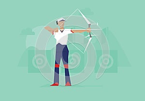 Illustration Of Female Archer Competing In Event