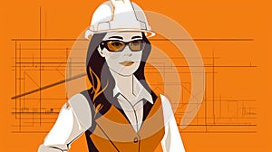 illustration of a female architect or enginee