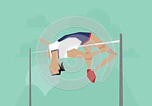 Illustration Of Female Athlete Competing In High Jump Event