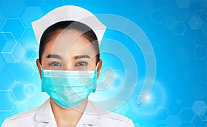 Illustration of female doctor isolated on blue background,brain and human body heal