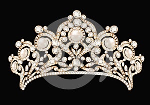 female wedding diadem, crown, tiara gold with photo