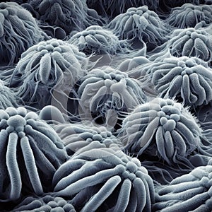 illustration of fictional microorganism seen under a electron microscope. Generative Ai