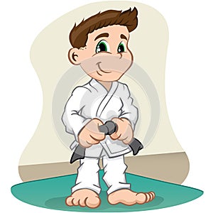 Illustration is a fighter child Character martial arts, judo, karate, jujitso, taekwondo