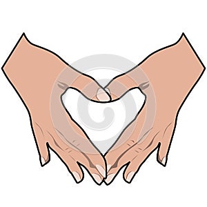 illustration of finger gestures that form love as a sign of affection and longing