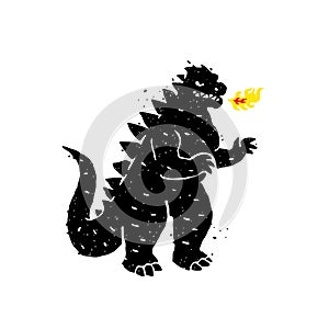 Illustration of fire-breathing, dragon, dinosaur. Vector illustration. A hero for a site, a banner or a store. Image is isolated