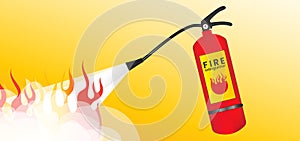 Illustration of fire fighting with extinguishers