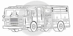 Illustration of a fire truck, vector draw